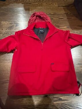 Vintage Faconnable women Red Hooded Pullover Raincoat